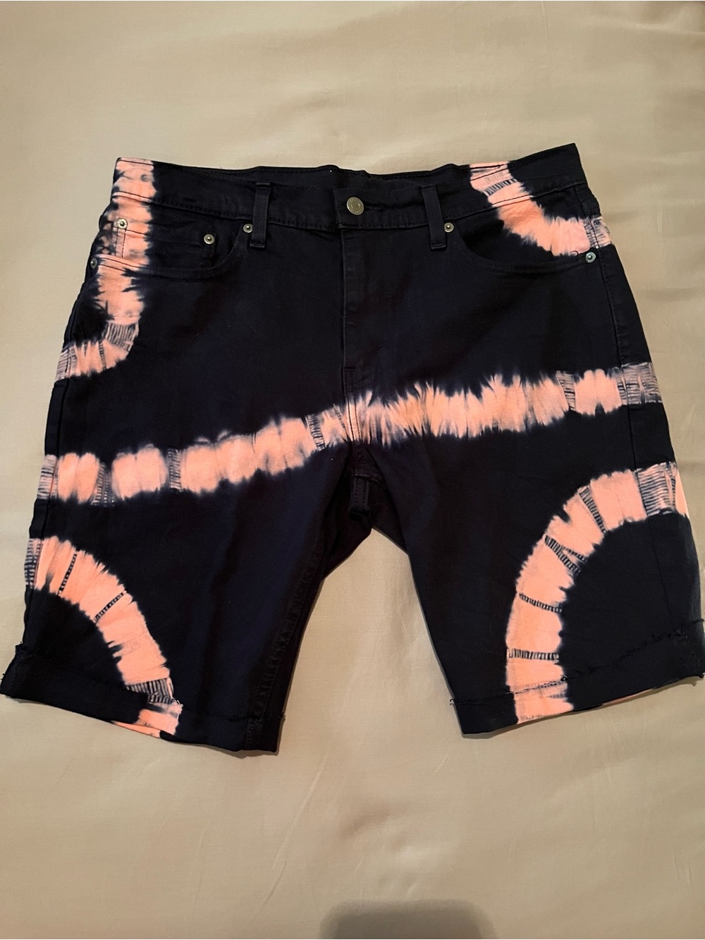 Levi's Navy & Pink Tie-Dye Jean Shorts